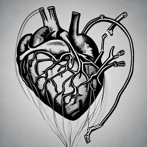 Prompt: human anatomy heart, minimalist, wire design, colorful, outline