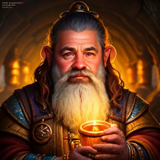 Prompt: Three-quarters portrait, artificer dwarf, stall holder, fantasy, highly detailed, digital painting, underground, black market background, low-lighting, dark, artstation, octane render, cgsociety, HDR, UHD, 64k, best quality, best quality, masterpiece:1.5)
