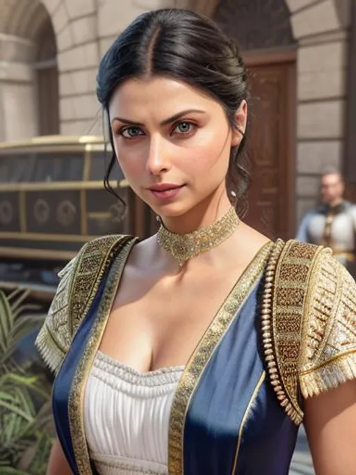 Prompt: hyper realistic 4d, engine unreal, medium shot hyper realistic illustration, super detailed beautiful face, Morena Baccarin, Bosnian outfit, dnd, perfect composition, hyperrealistic, super detailed, 8k, high quality, trending art, trending on artstation, sharp focus, studio photo, intricate details, highly detailed, by greg rutkowski