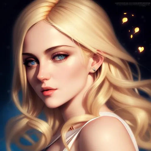 Prompt: Blonde Hair Attractive Female Character with Air Magic, Madonna the singer, 26 years old, Elegant, Romantic, HDR, High Definition, cinematic, deep shadows, dynamic light, hyperrealism, definition, glowing eyes, facial symmetry  by Ilya Kuvshinov