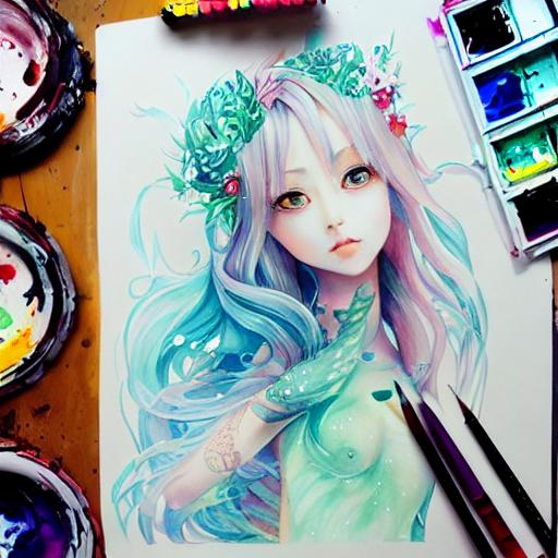 kawaii, cute, mermaid, anime Character Design, Unrea