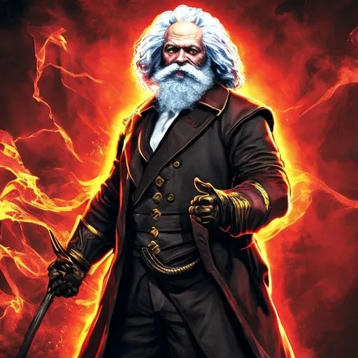 Prompt: Karl Marx as a mortal Kombat character 