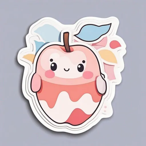 Prompt: Die-cut sticker, Cute kawaii {apple} sticker, white background, illustration minimalism, vector, pastel colors