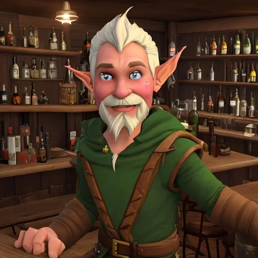 Prompt: Lars is the owner of Lars' Pub, an old, famous drinking establishment in the heart of Praxis. He is an unassuming elf, but quite jovial. You may ask him to serve whatever drinks are on his menu.