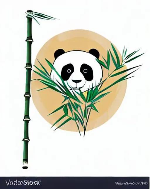 Prompt: Flag with bamboo crossed under a panda head 