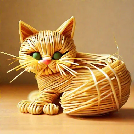 Prompt: A straw cat