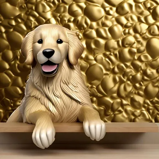 Prompt: 3d wallpaper of dynamic golden retriever  