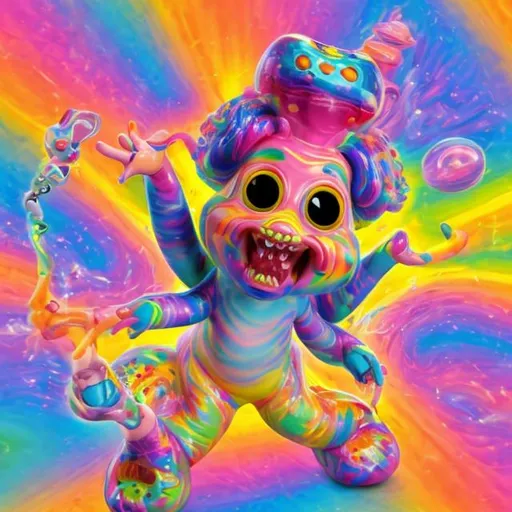 Prompt: Crazy toy in the style of Lisa frank