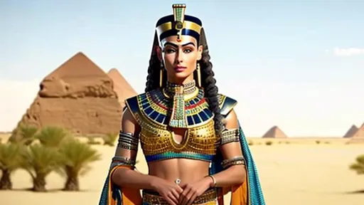 Prompt: Search for images like queen nefertiti, 8k, full colour, super sharp, background desert, photo realistic, pyrmids from luxor in background,
