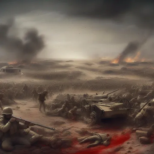 Prompt: A battlefield at the end of a bloody war