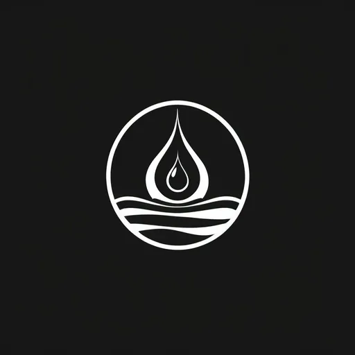 Prompt: Make a logo for an organic oil food brand using a single falling drop as the main image and 2 ripples underneath make it black and white. Minimalist