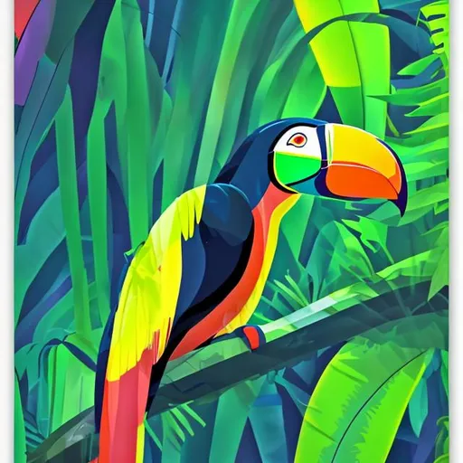 Prompt: Neon toucan in a jungle, abstract