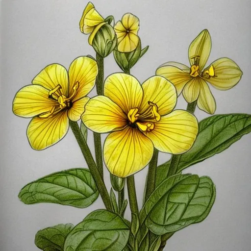 Prompt: Primrose flower DRAWING FOR COLORING BOOK