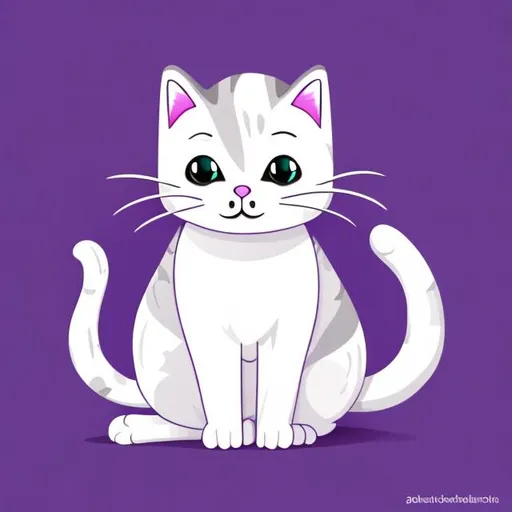 Prompt: White Cat with purple background vector