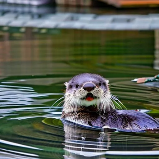 one otter in a hot spring | OpenArt