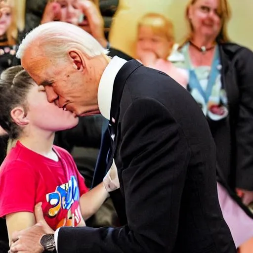 Prompt: Joe biden kissing kids