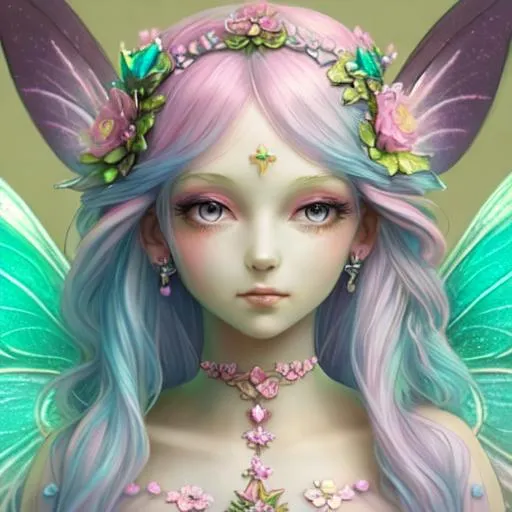 Prompt: Fairy goddess , pastel colors, closeup