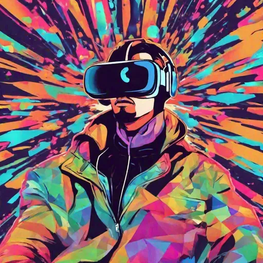 Prompt: picture for youtube profile, stylish, colorful background, something with virtual reality, male