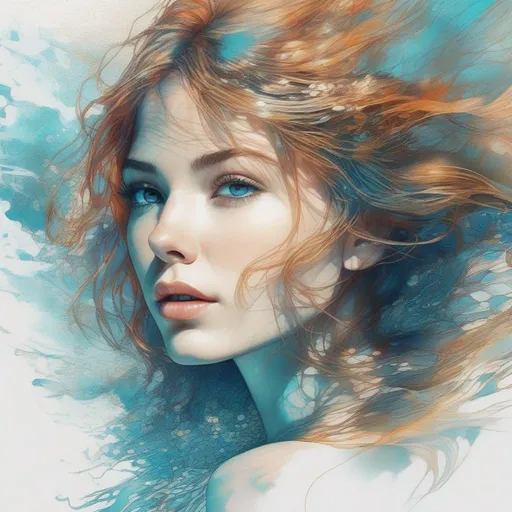 Prompt: a visual stunning photo of a beautiful mermaid| wonderful ocean deep| dynamic pose | centered| key visual| intricate| highly detailed| breathtaking beauty| precise lineart| vibrant| comprehensive cinematic| Carne Griffiths| Conrad Roset| Anna Dittmann| underwater caustics, sunbeam