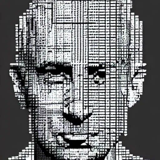 Prompt: hyper realistic hyper real photo vladamir putin zombie ascii art