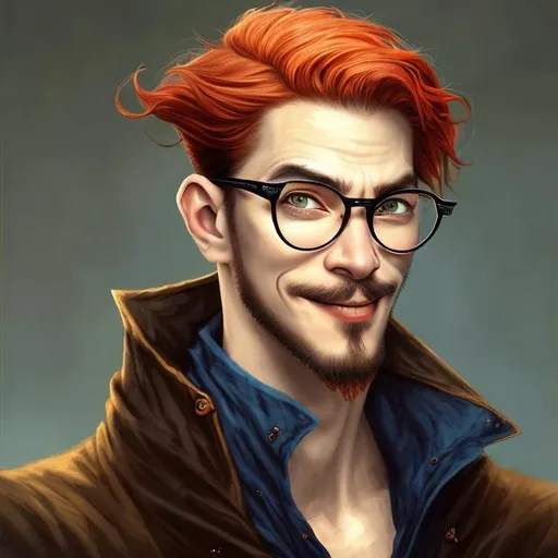 attractive scientist guy auburn hair hazel eyes seri... | OpenArt