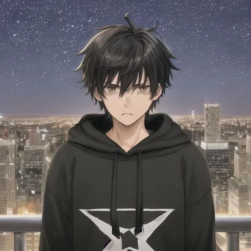 Anime boy with black hair and hoodie, cool anime character. Vector  illustration. 27612091 Vector Art at Vecteezy