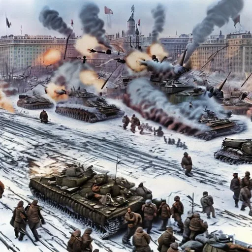 Prompt: world war 2 battle of moscow drawing in color



