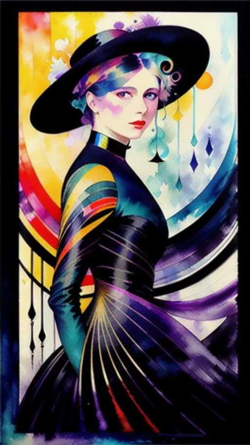 Umbrella Girl, Acrylic Painting, Fine Art Postcards – DeCourcy Design