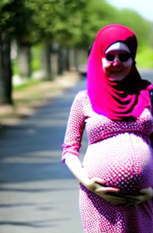 Prompt: Pregnant 9month hijab 