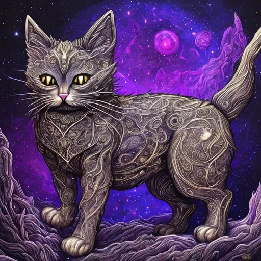 Prompt: cosmic cat, highly detailed, fantasy, black background