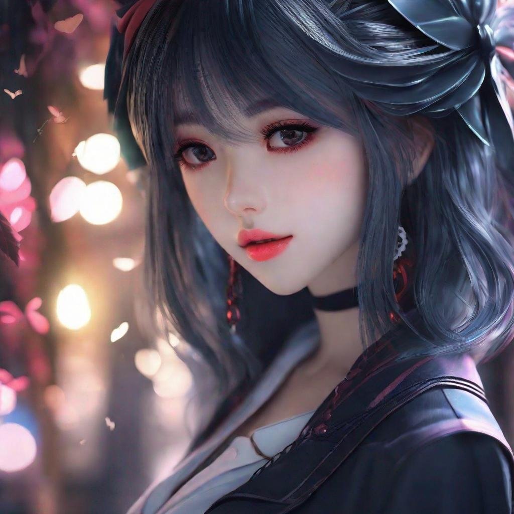 3d anime woman creepy and beautiful pretty art 4k fu
