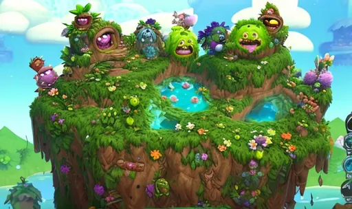 Prompt: My singing Monsters plant island