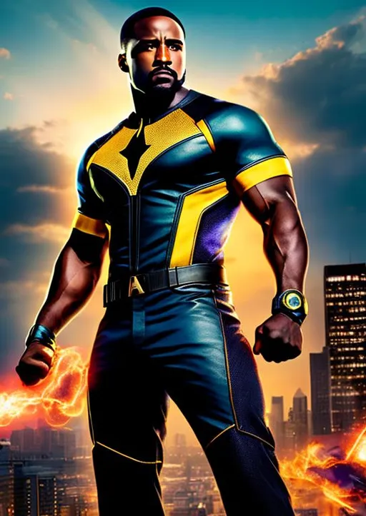 Prompt: High-resolution hyperrealistic photo of avenger falcon sam wilson merged with power-man luke cage, superhero costume, uhd, hdr, 64k