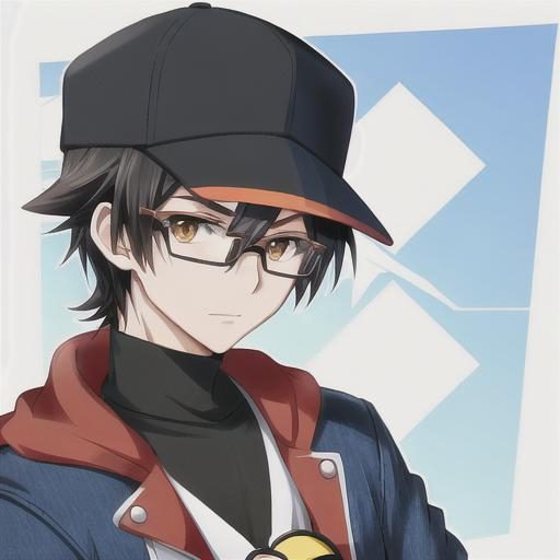 Pokémon trainer, anime boy, black hair, red eyes, fa