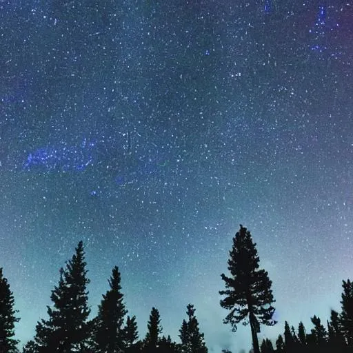 Prompt: realistic photo of the stars in a forest using a camera
