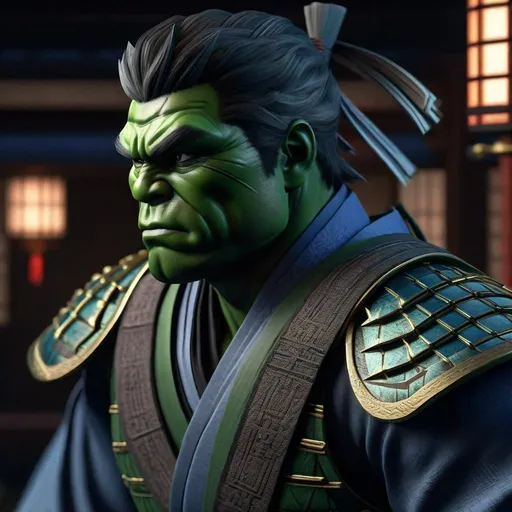 Prompt: Portrait of {Ninja hulk} in  {edo era Japan}, perfect composition, hyperrealistic, super detailed, 8k, high quality, trending art, trending on artstation, sharp focus, studio photo, intricate details, highly detailed,happy face, by greg rutkowski