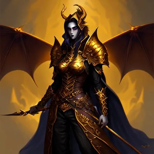 Prompt: Fantasy Character, Digital Painting, background, Dark Art Style, Golden Dragon
