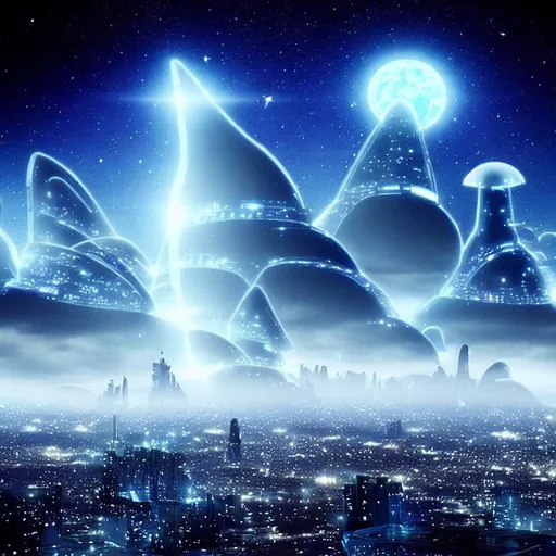 Prompt: Celestial city in the sky futuristic alien