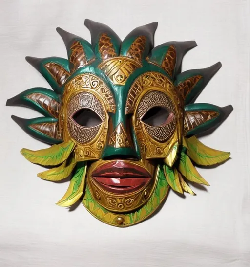 Prompt: African mask in the style of Anne Stokes