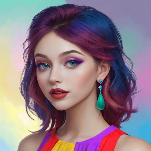 a beautiful young woman dressed in vibrant colors | OpenArt