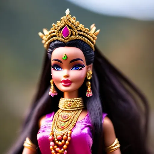 Prompt: Highest quality picture of a very detailed Nepal Barbie princess