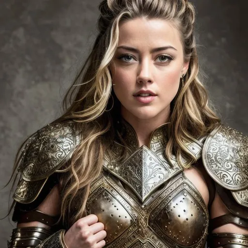 Prompt: amber heard in warrior leather armor, very cute face, long hair, perfect composition, photo realistic, super detailed, high quality, sharp focus, studio photo, intricate details, highly detailed