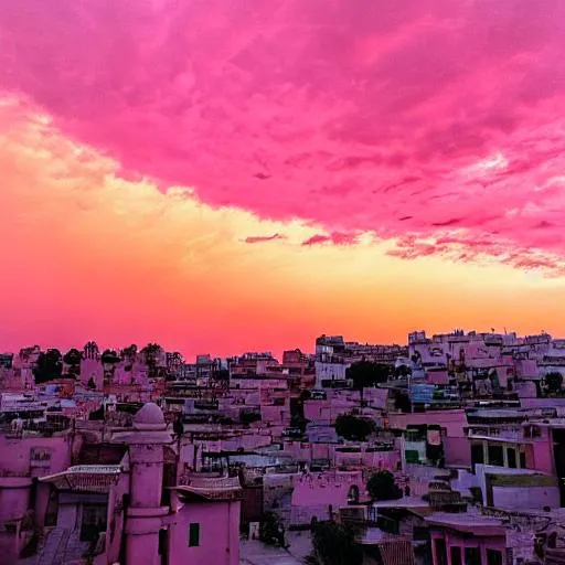 Prompt: pink city sky