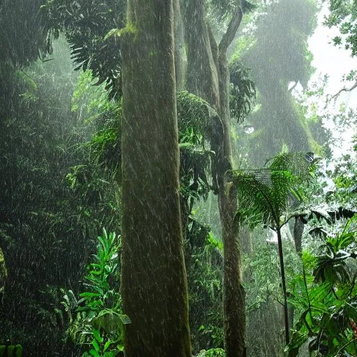 raining in jungle high trees | OpenArt