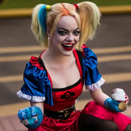Prompt: Emma stone as Harley quinn
