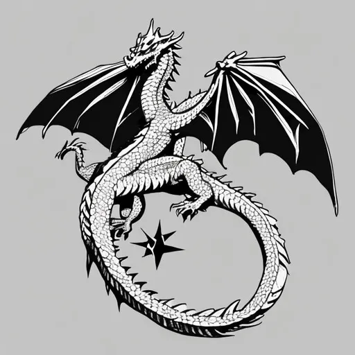 Prompt: minimalist sketch flying vertically dragon without shading for a t-shirt