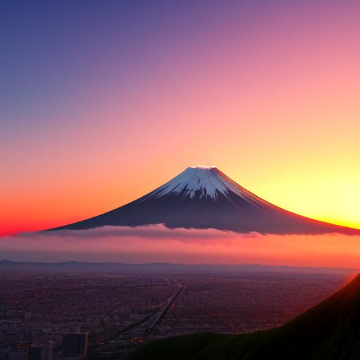 mt fuji at sunset, ultra realistic, realistic, photo...