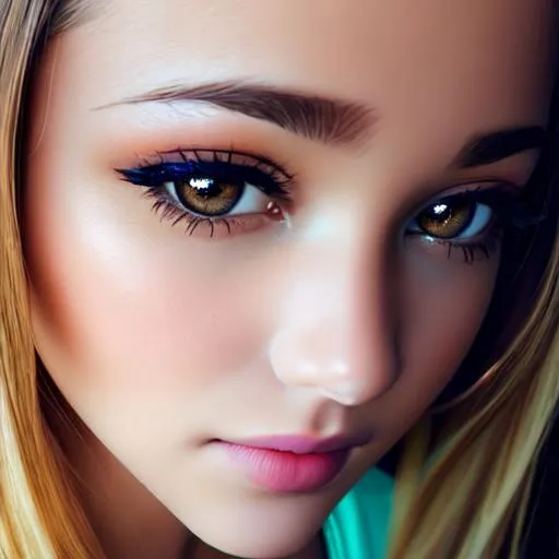Prompt: 20 year old girl with big hazel eye closeup