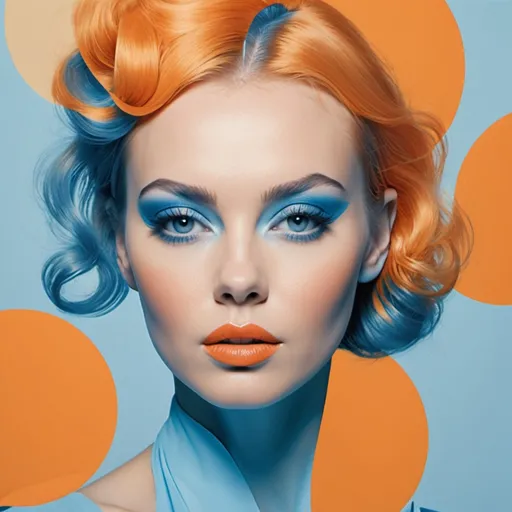 Prompt: graphic design art, typography, in the style of modernism-inspired portraiture, light orange and blue, feminine imagery, realistic hyper-detail, andrzej sykut, delicate chromatics, 32k uhd --ar 73:115 --stylize 750 --v 6