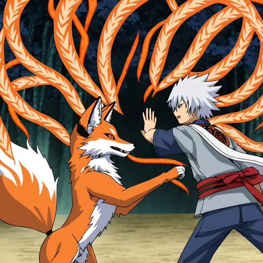 Prompt: nuruto vs nine tailed fox